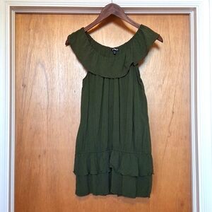 Express Olive Green Ruffle Sleeveless Top